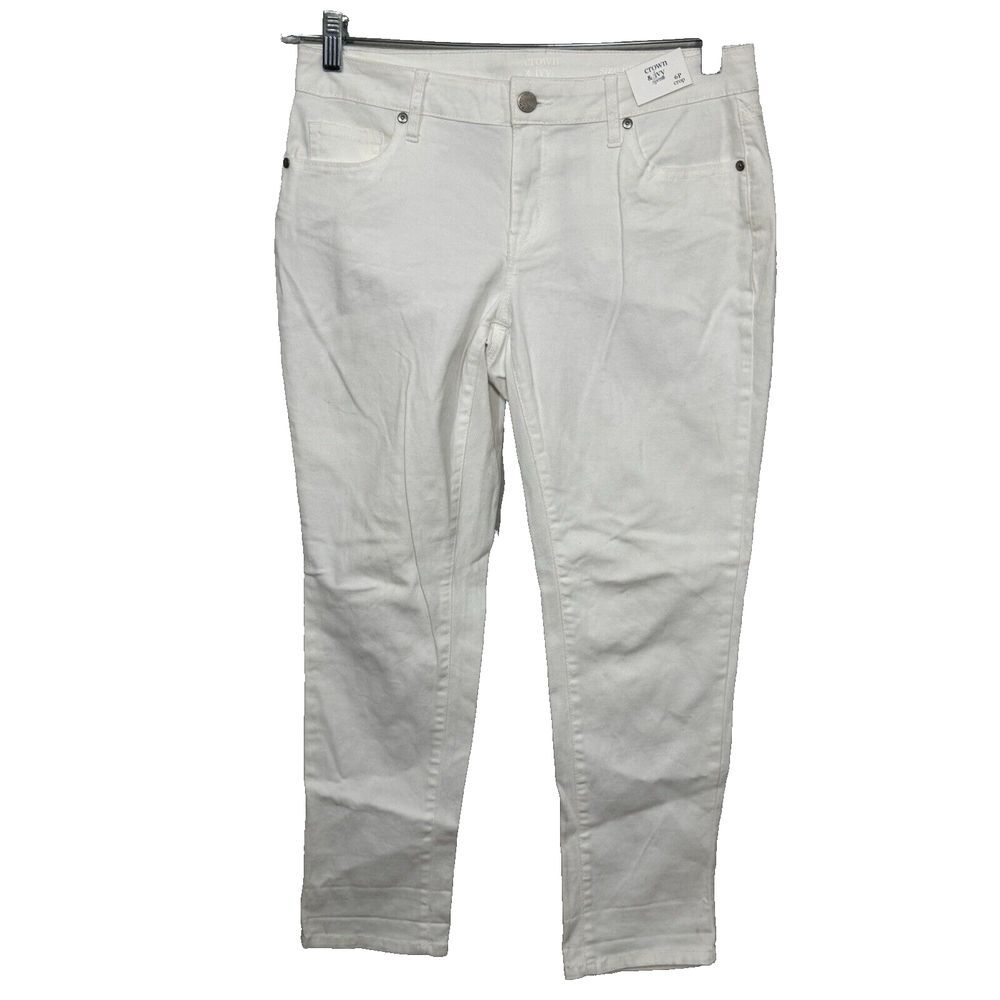 Crown & Ivy Petite Crop Pants, White,‎ 6P, NEW Spring